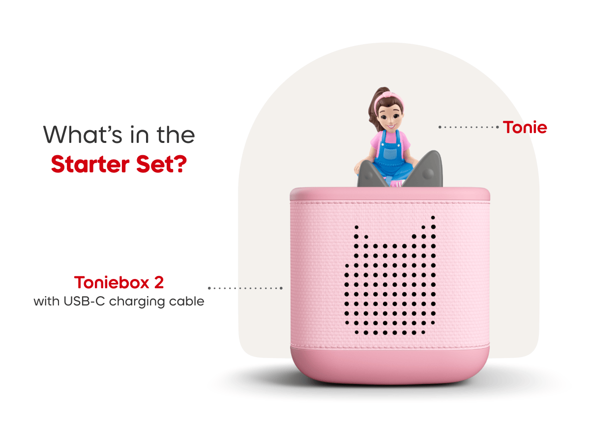 cloud pink Toniebox 2 Starter Set with Ms. Rachel Tonie included components