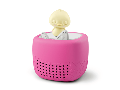 Toniebox Lite, an audio player for kids with Sleepy Duck Tonie audio figurine and pink cover