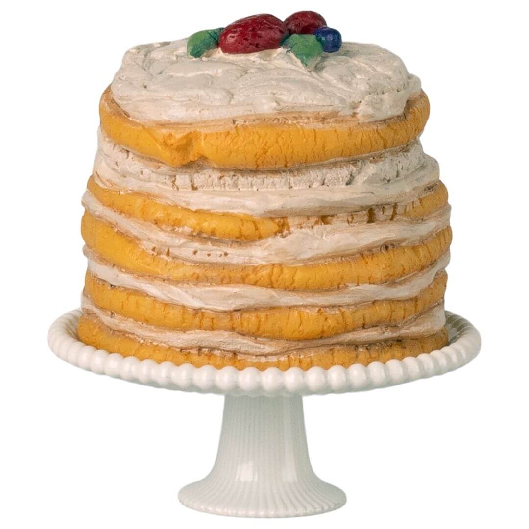 Maileg - Party cake and stand, Mouse - Off white - Bella Luna Toys